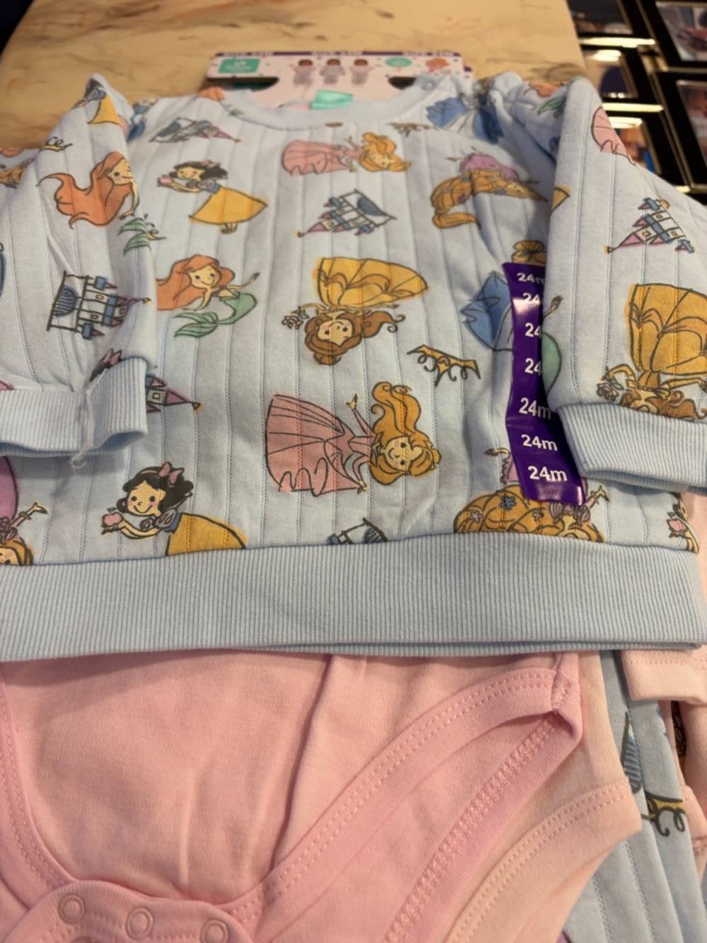 Disney Girls Light Blue and Pink Princess Matching Set